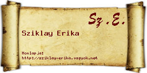 Sziklay Erika névjegykártya